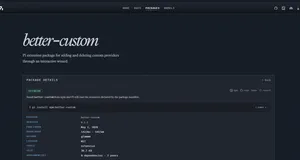 Pi.dev Packages page showing the better-custom package for adding custom providers