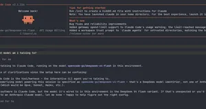 Claude Code terminal showing the selected custom model after the setup is done